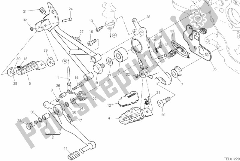 Todas as partes de Apoios Para Os Pés, Certo do Ducati Hypermotard 950 2020